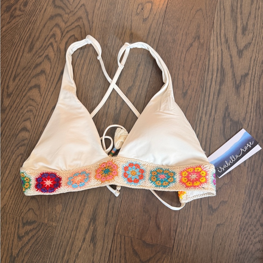 Ivory Crochet Trim Bikini Top